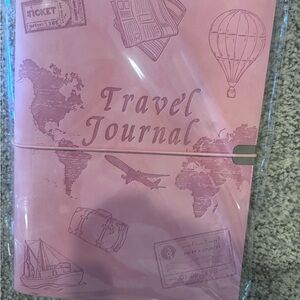 Pink Travel Journal with World Map Design